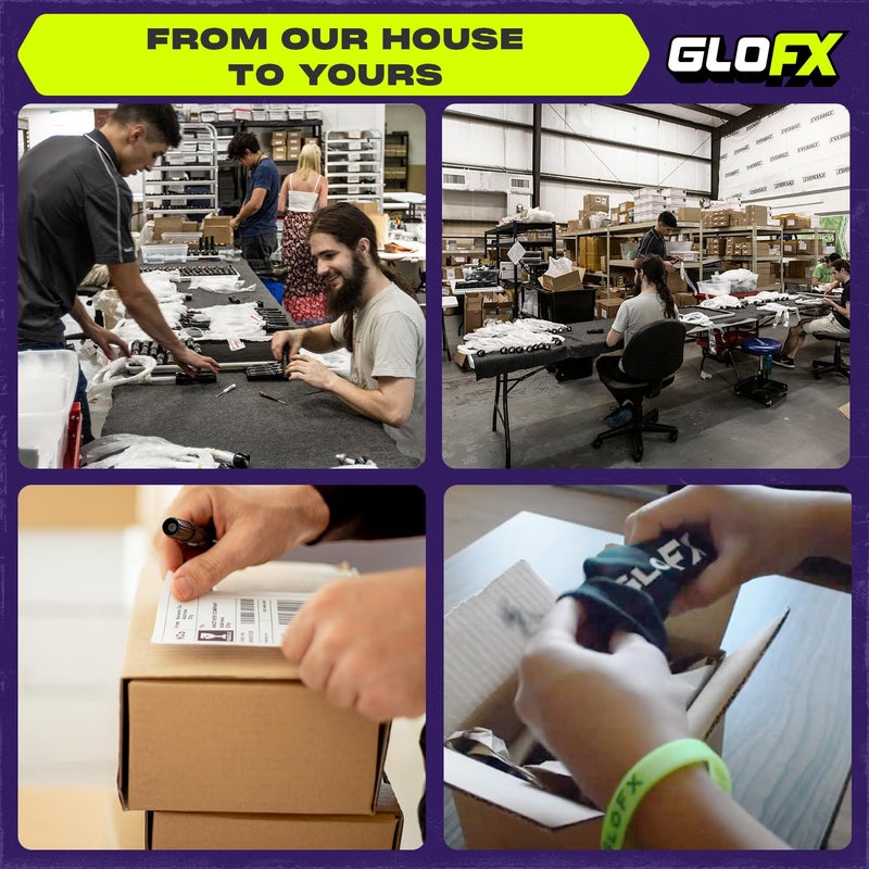 GloFX 8-LED Double Rave Orbit: X Dual Light - Purple Green Blue White LED - Image 4